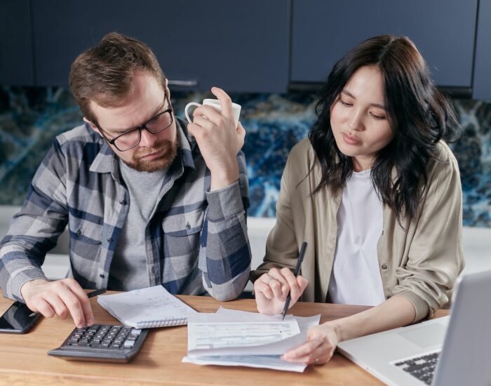 couple looking at their bills