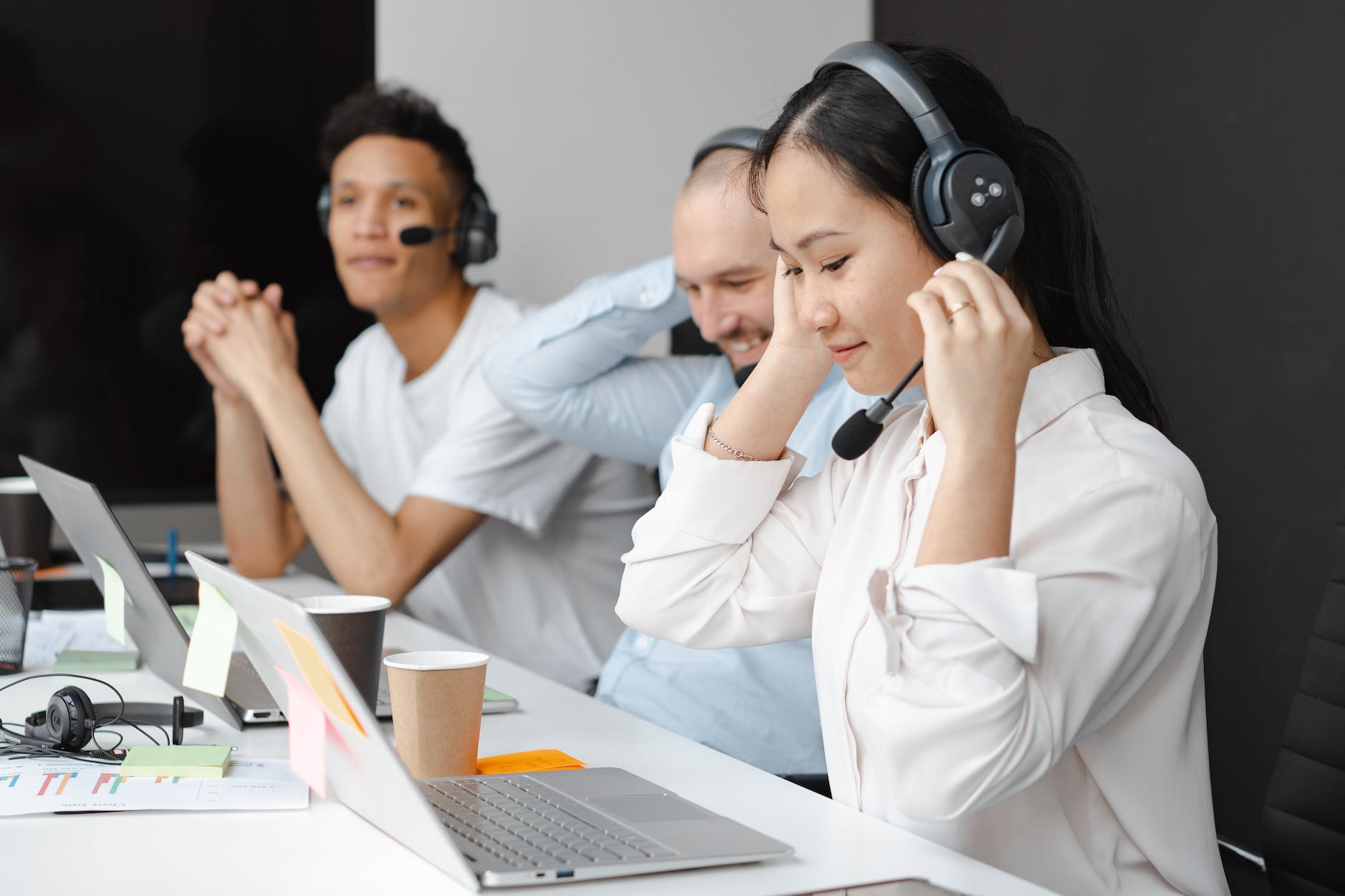 people working in a call center